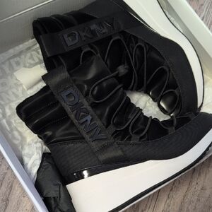 DKNY Black and White High-Top Sneakers